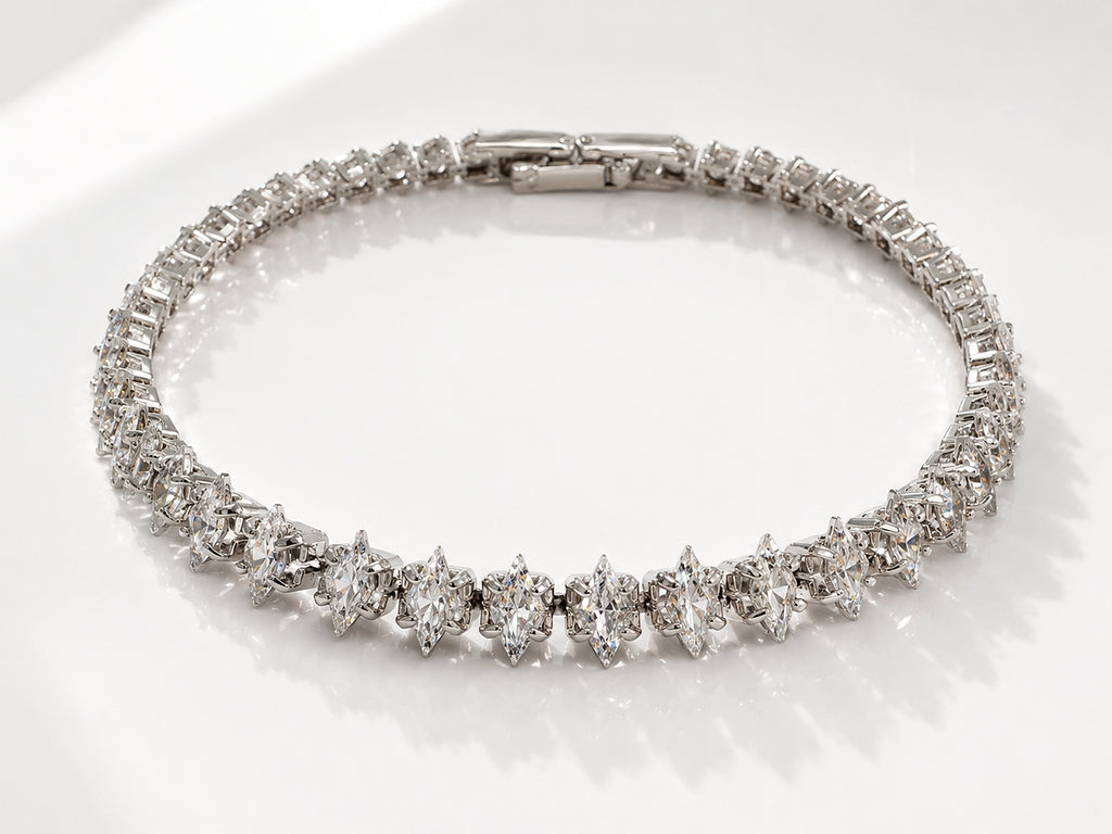 Silver Marquise Tennis Bracelet - Zari and Zevar