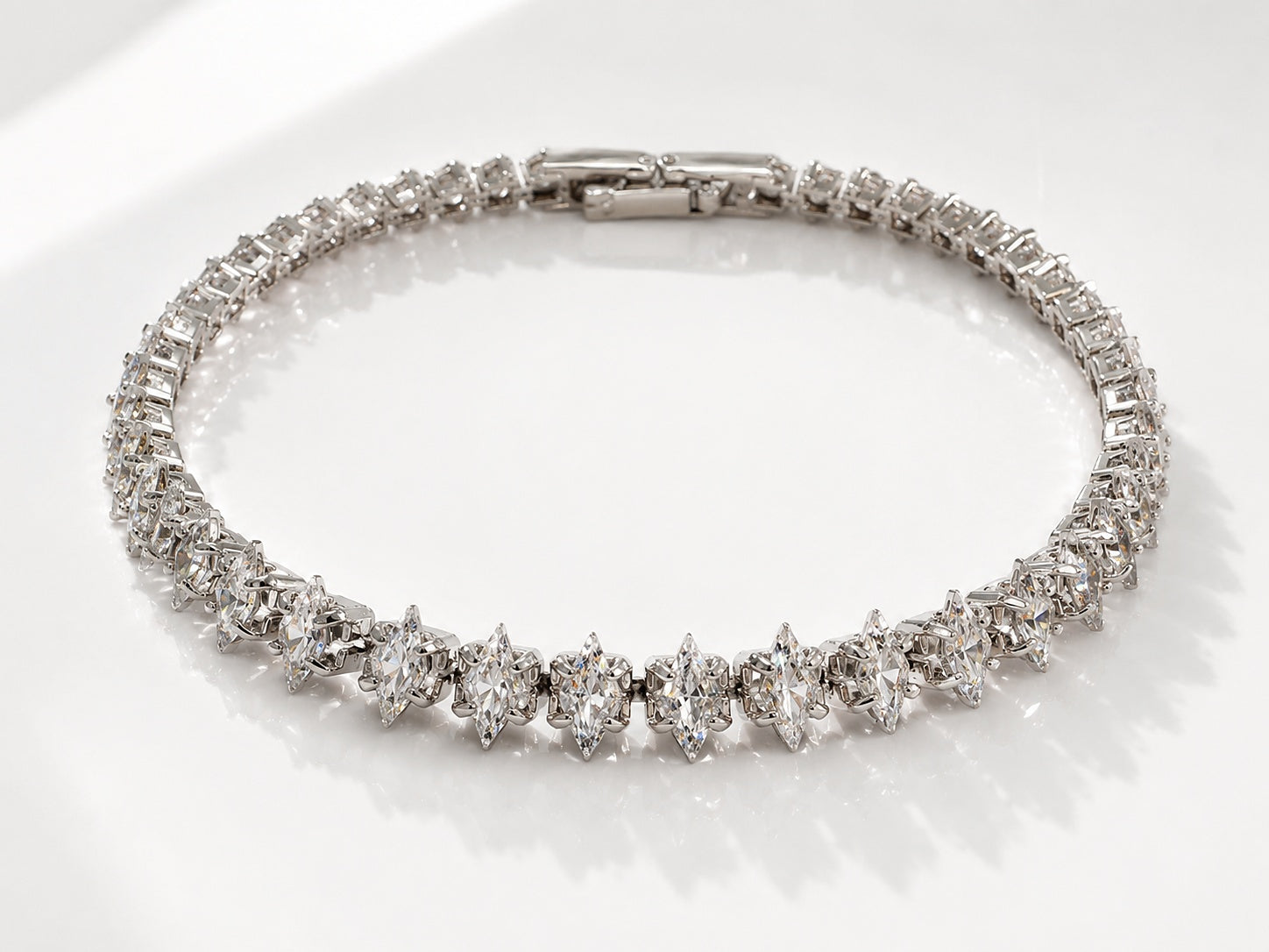 Silver Marquise Tennis Bracelet - Zari and Zevar