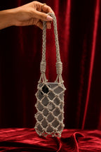 Silver Rhinestone Mesh Handheld Phone Sling - Zari and Zevar