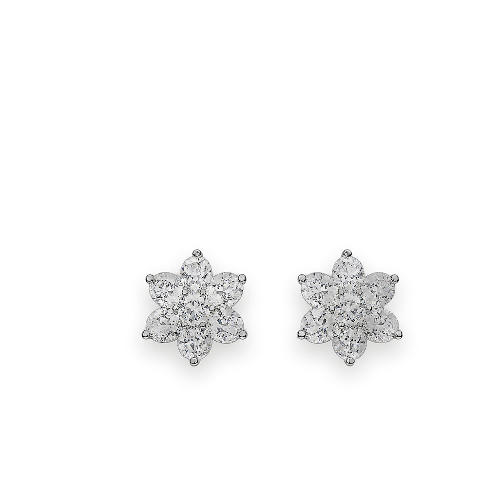 Sparkling Six-Petal Floral Studs - Zari and Zevar