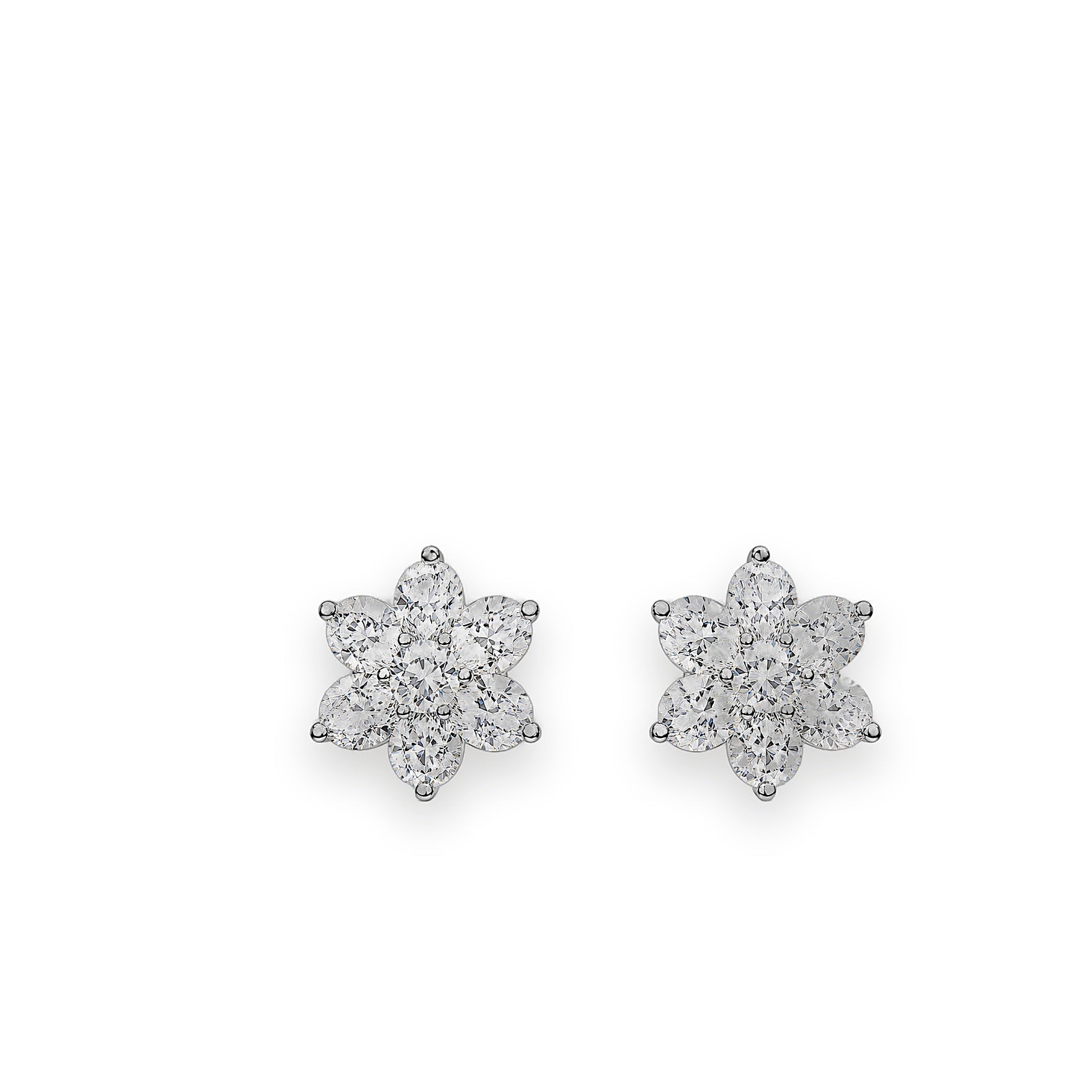 Sparkling Six-Petal Floral Studs - Zari and Zevar