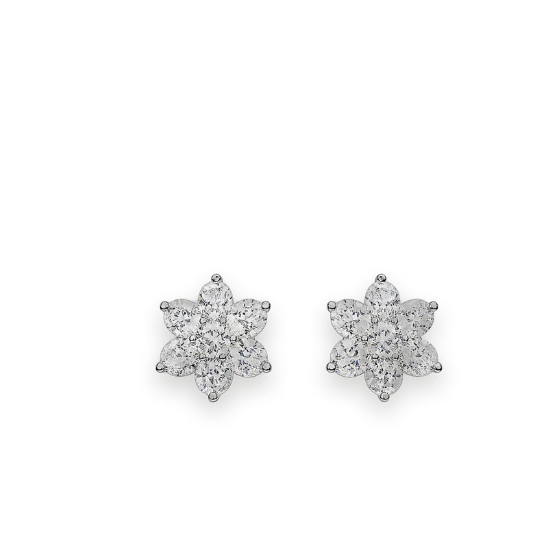 Sparkling Six-Petal Floral Studs - Zari and Zevar