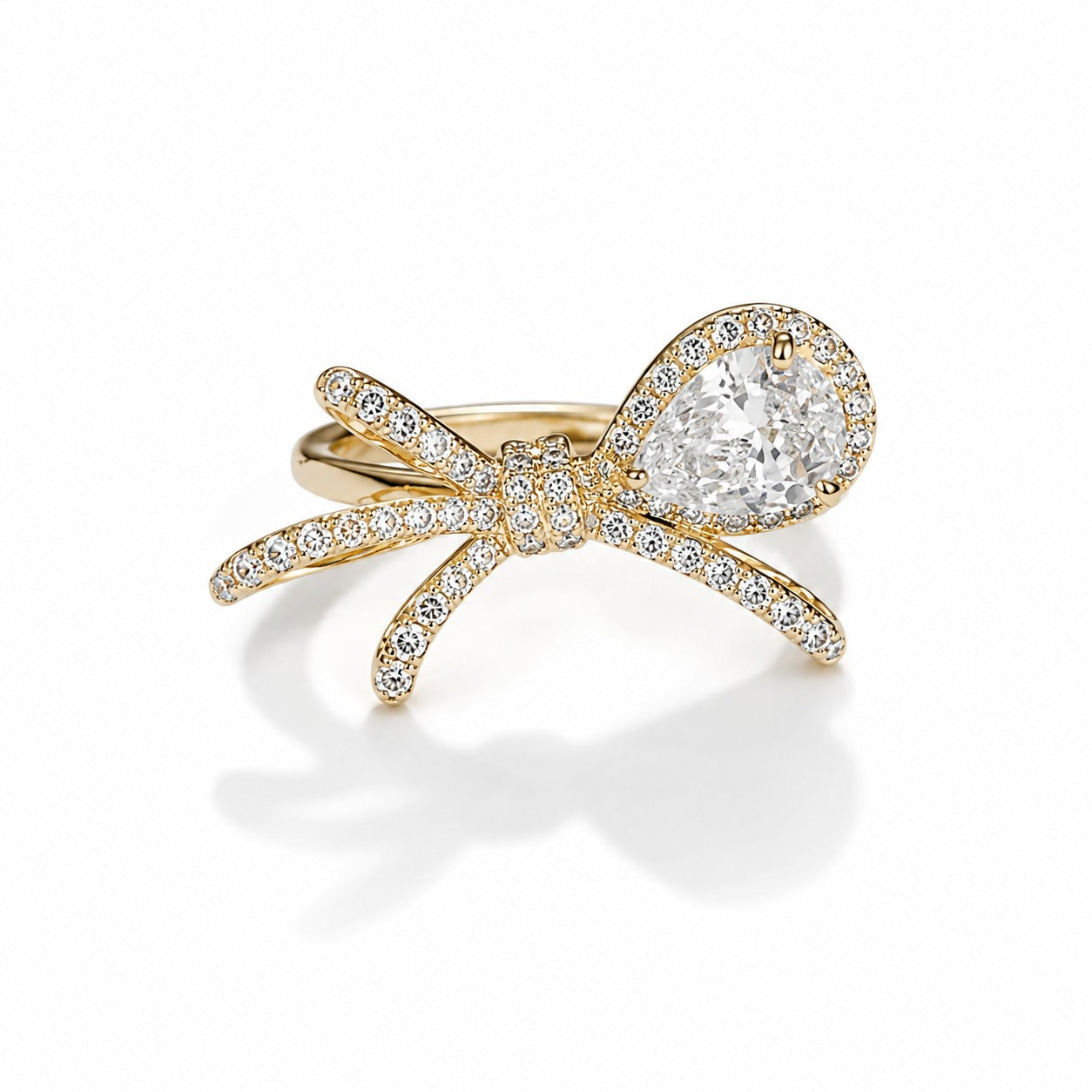 Sparkling Stone Bow Ring - Zari and Zevar