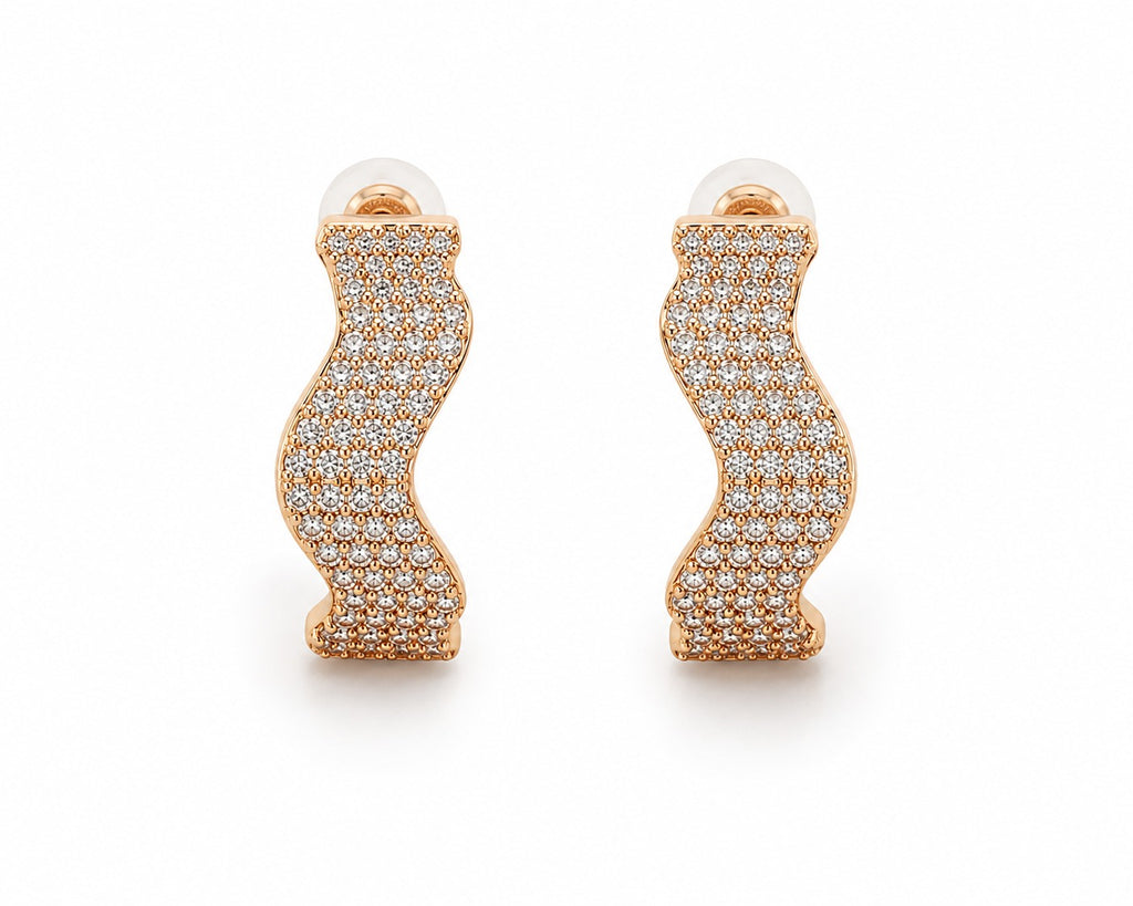 Sparkling Wave Earrings - Zari and Zevar