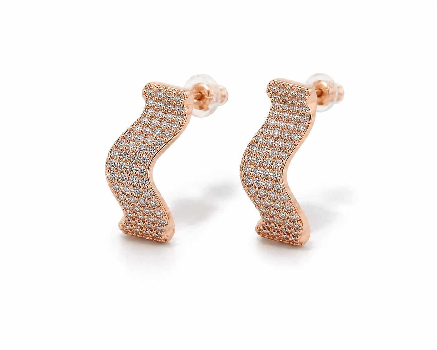 Sparkling Wave Earrings - Zari and Zevar