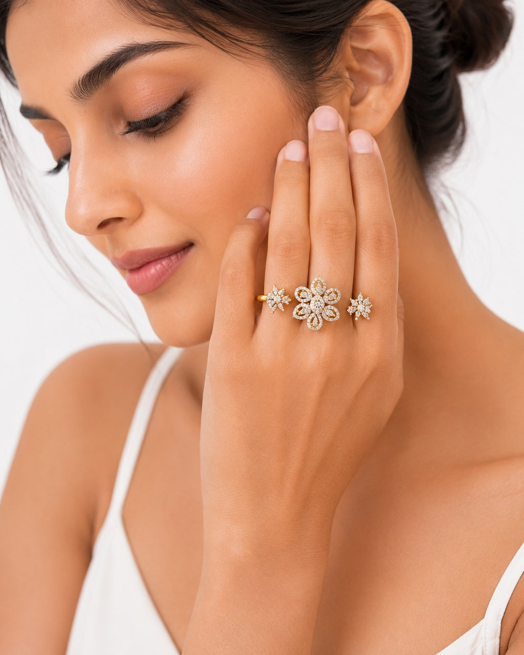 Star Blossom Multi-Finger Gold Ring - Zari and Zevar