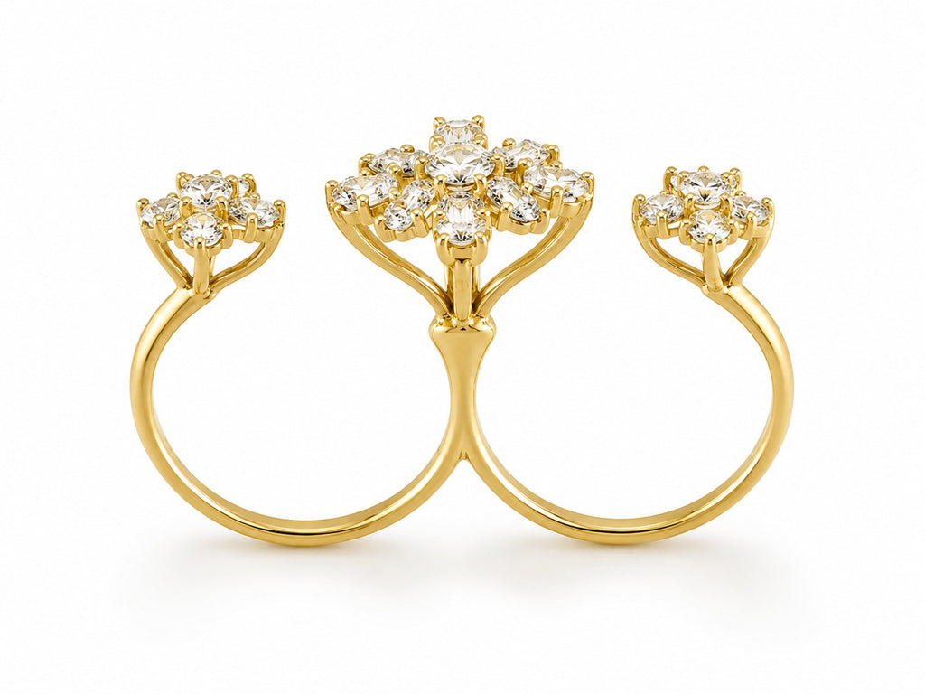 Star Blossom Multi-Finger Gold Ring - Zari and Zevar