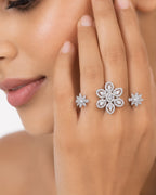Star Blossom Multi-Finger Silver Ring - Zari and Zevar
