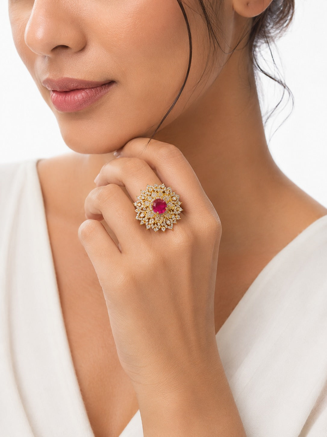 Sunburst Ruby Statement Ring - Zari and Zevar