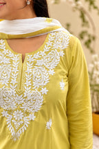 Sunshine Chikankari Kurti Set - Zari and Zevar