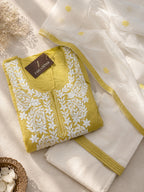Sunshine Chikankari Kurti Set - Zari and Zevar