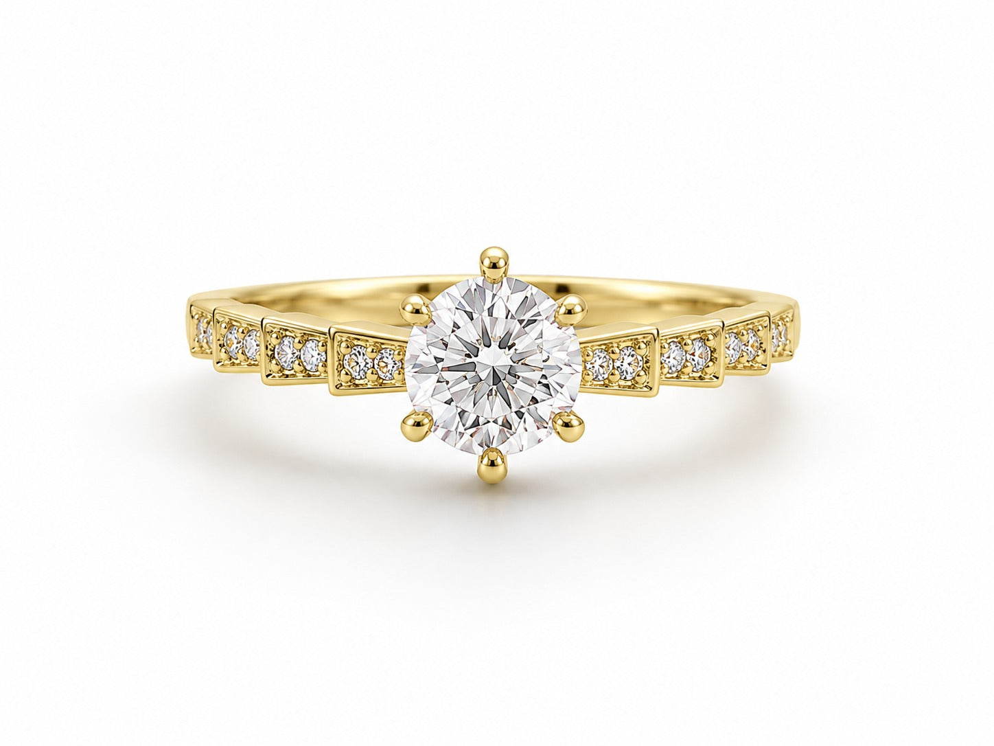 Tapered Solitaire Gold Ring - Zari and Zevar