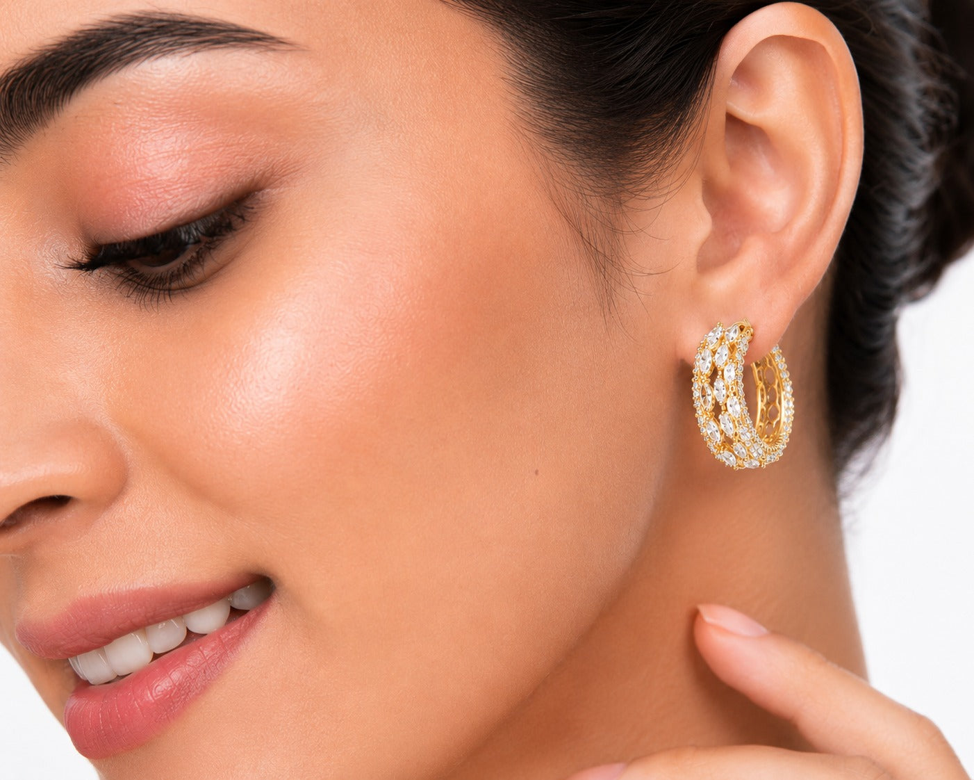 The Aura Marquise Hoops - Zari and Zevar