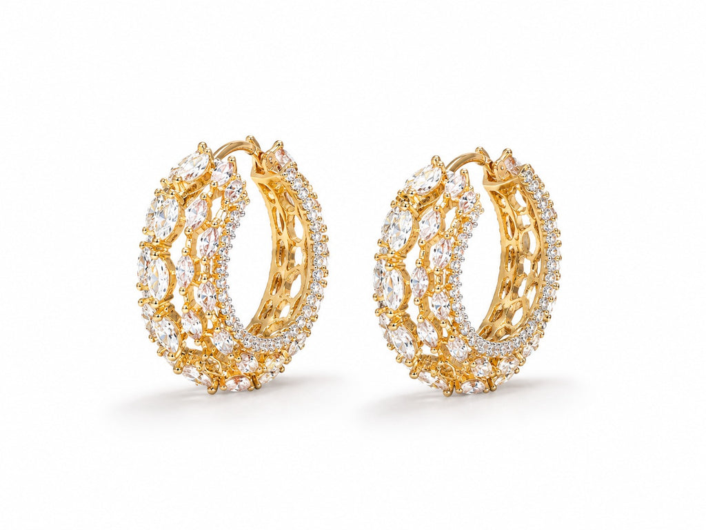 The Aura Marquise Hoops - Zari and Zevar