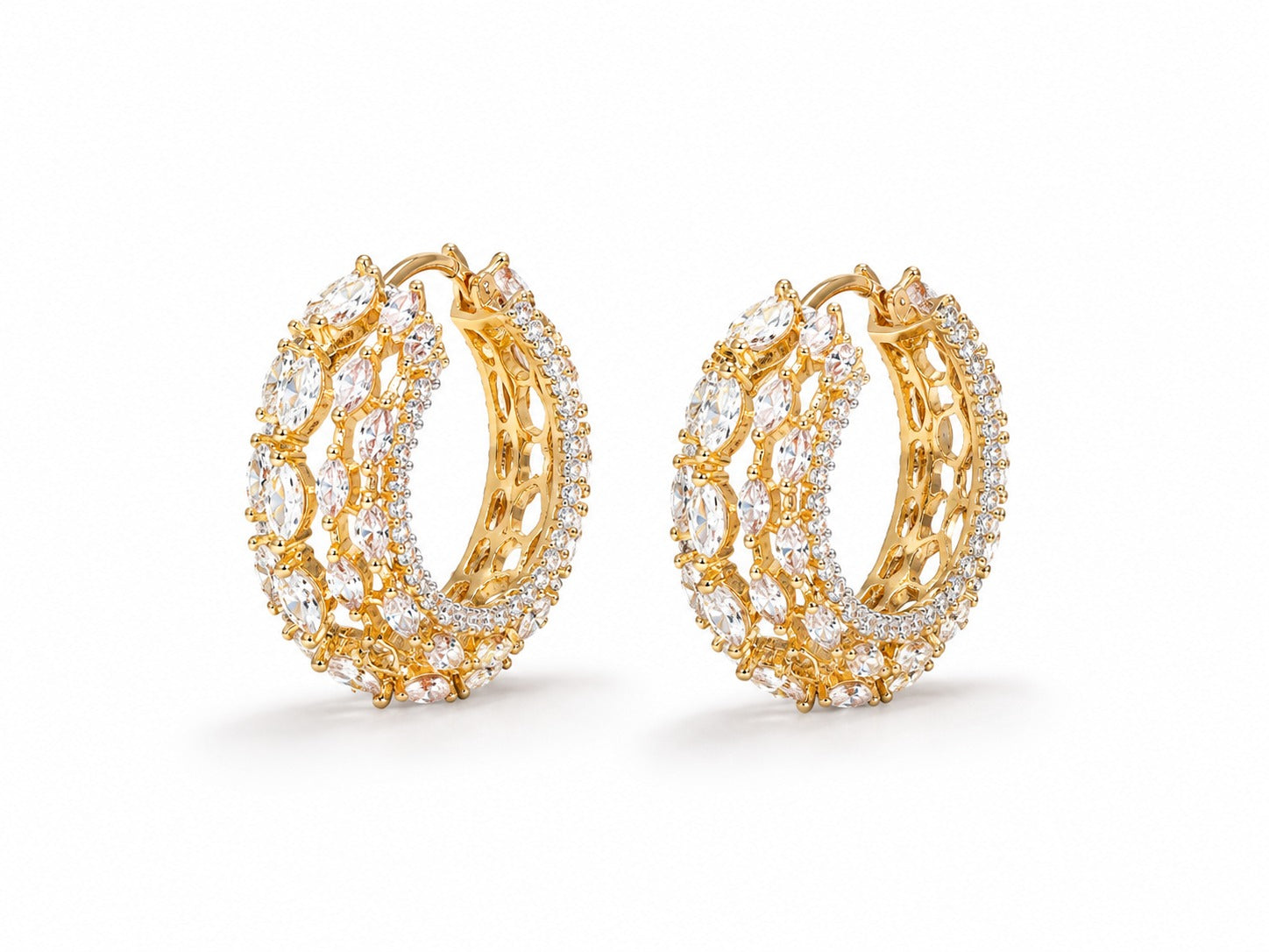 The Aura Marquise Hoops - Zari and Zevar