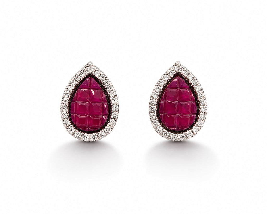 The Crimson Crescent Studs - Zari and Zevar
