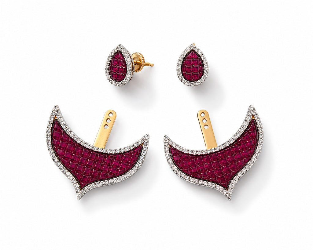 The Crimson Crescent Studs - Zari and Zevar