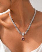 The Rosewood Teardrop Necklace Maroon - Zari and Zevar