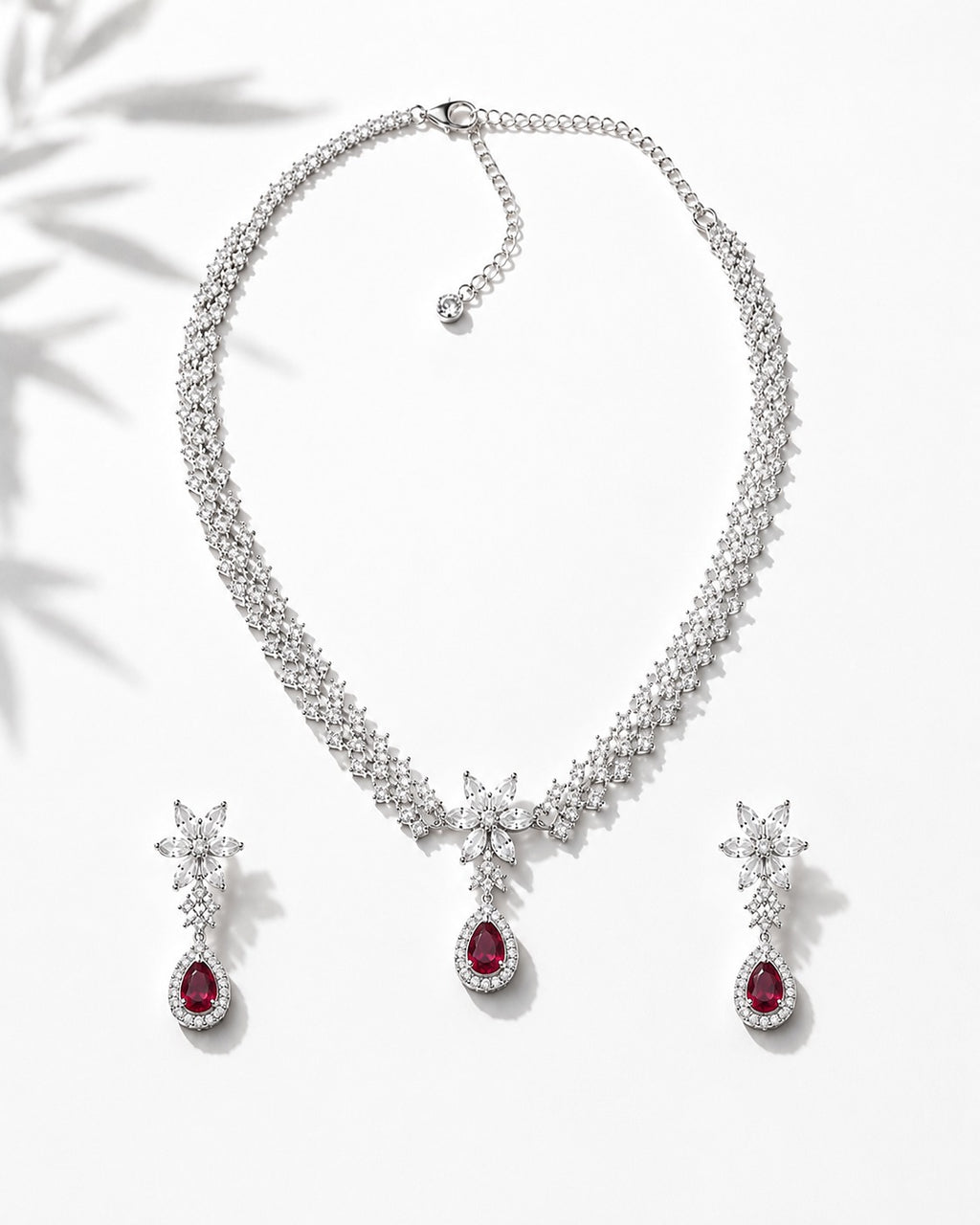The Rosewood Teardrop Necklace Maroon - Zari and Zevar