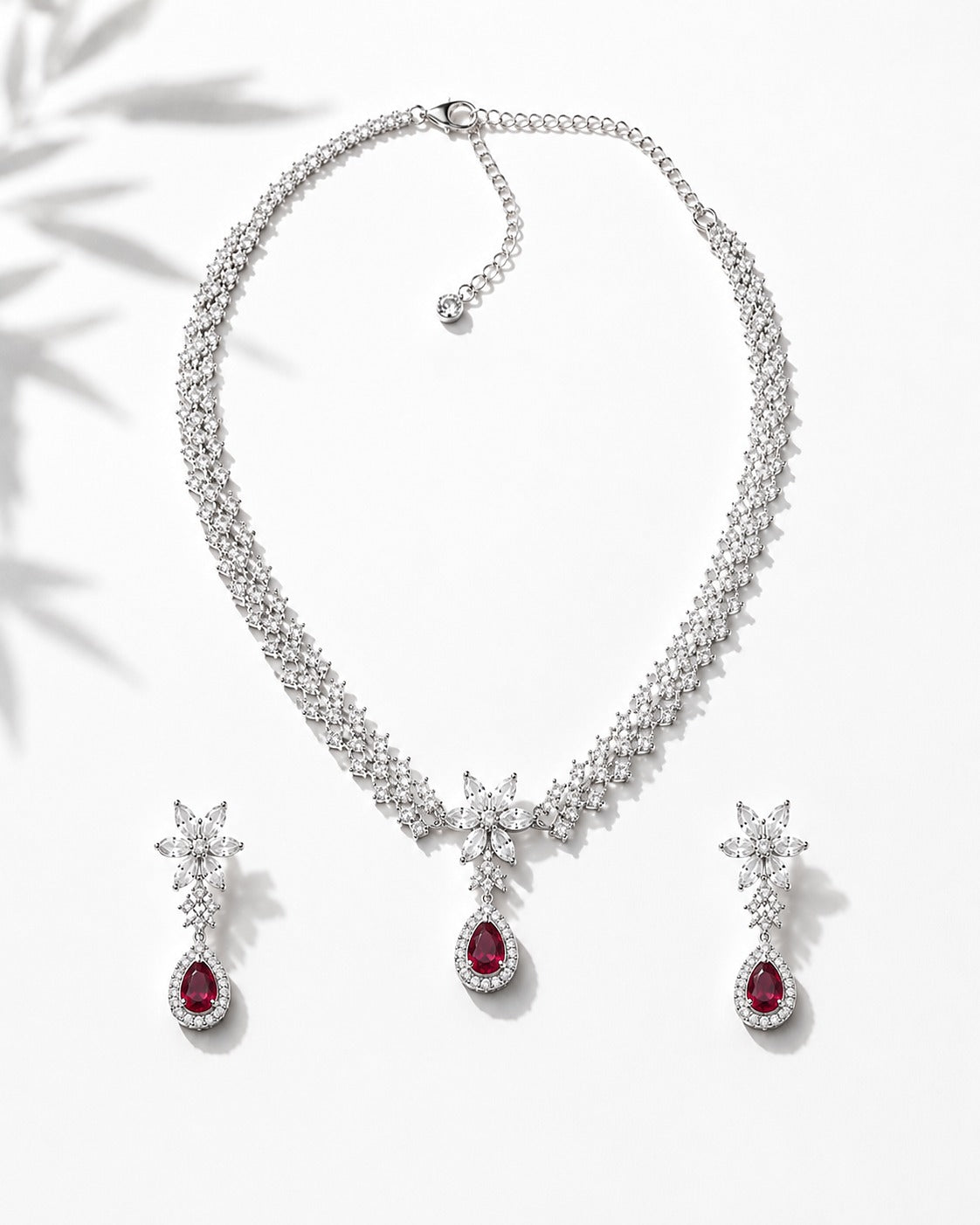 The Rosewood Teardrop Necklace Maroon - Zari and Zevar