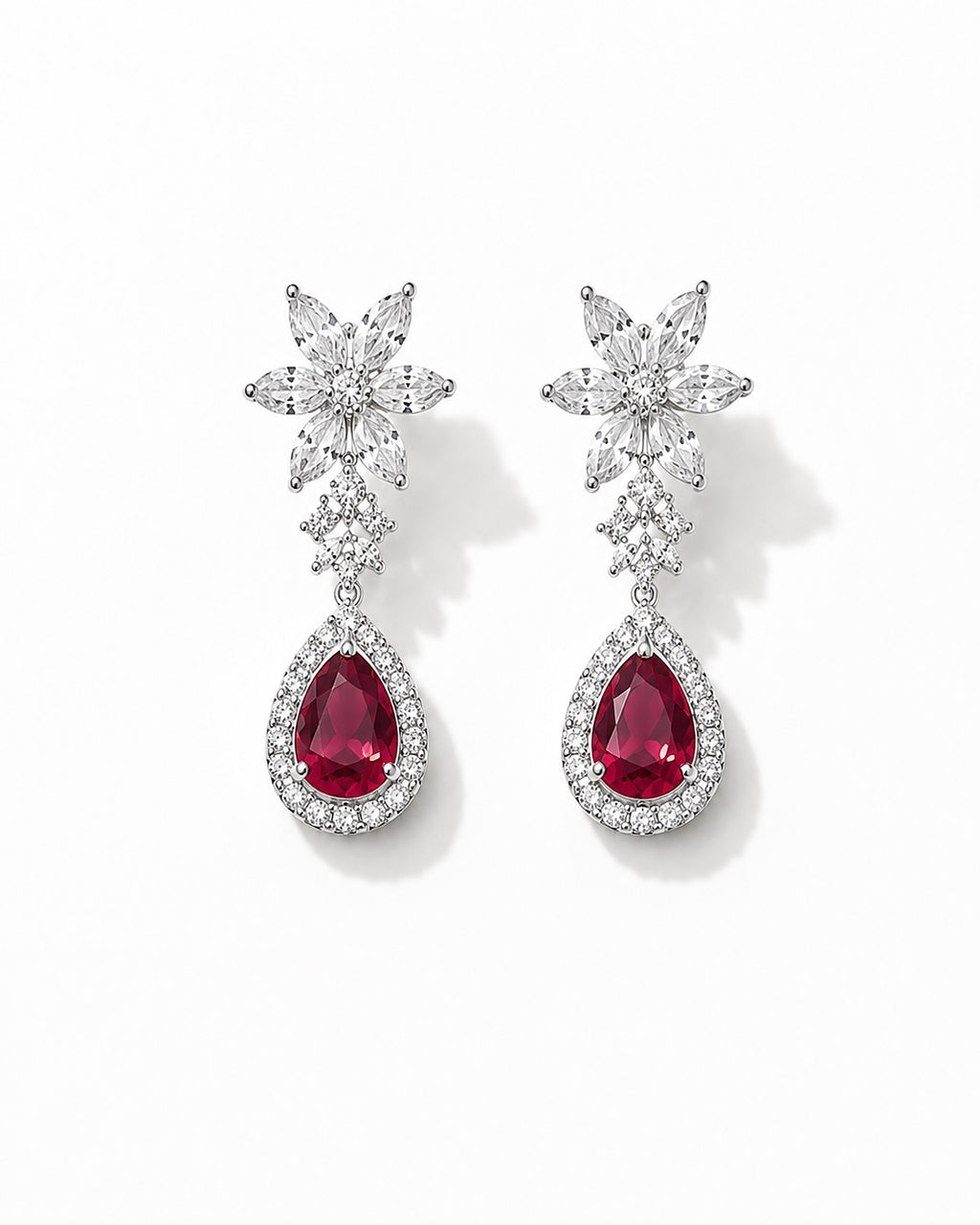 The Rosewood Teardrop Necklace Maroon - Zari and Zevar