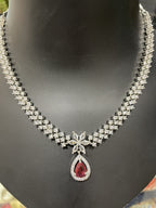 The Rosewood Teardrop Necklace Maroon - Zari and Zevar