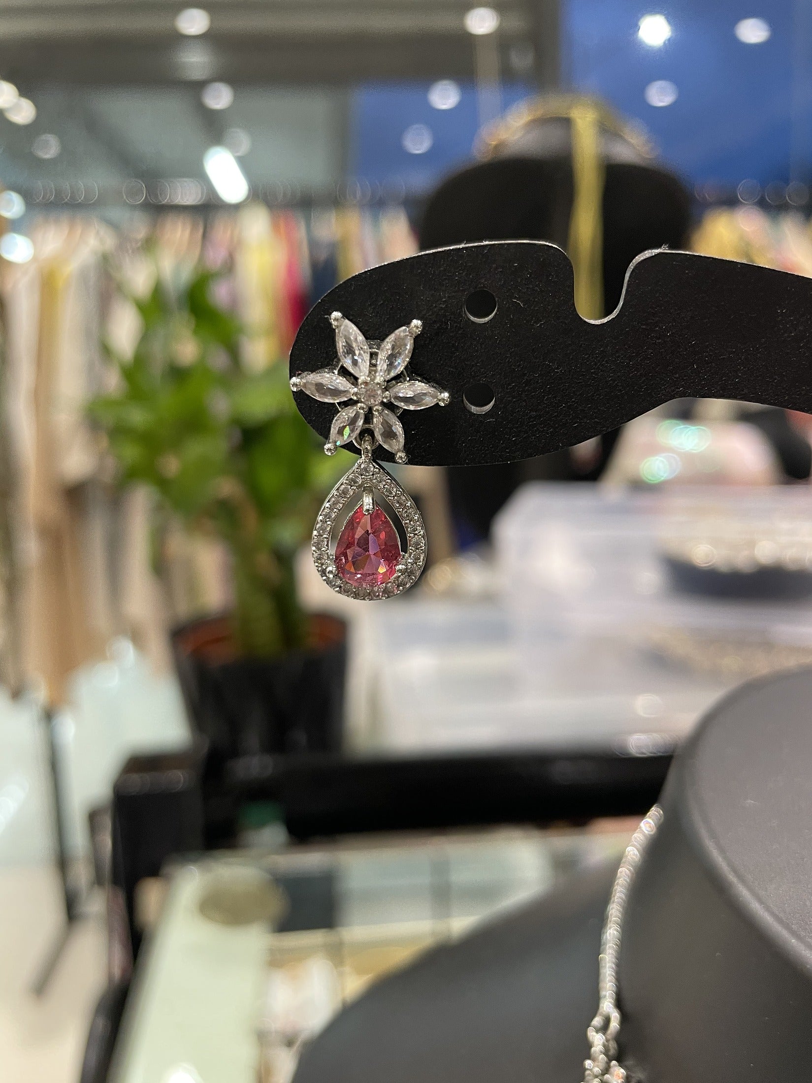 The Rosewood Teardrop Necklace Maroon - Zari and Zevar