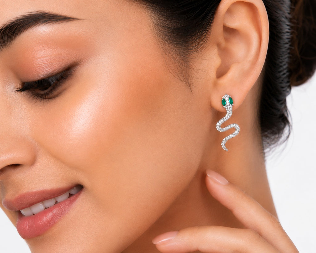 The Serpent's Gaze Drop Earrings - Zari and Zevar