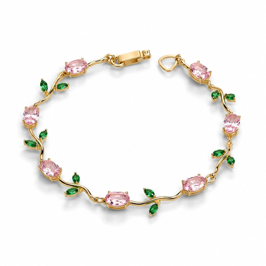 Tulip Bracelet Pink Green - Zari and Zevar