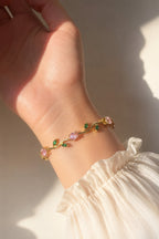 Tulip Bracelet Pink Green - Zari and Zevar