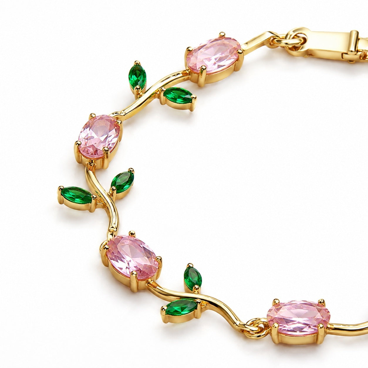 Tulip Bracelet Pink Green - Zari and Zevar