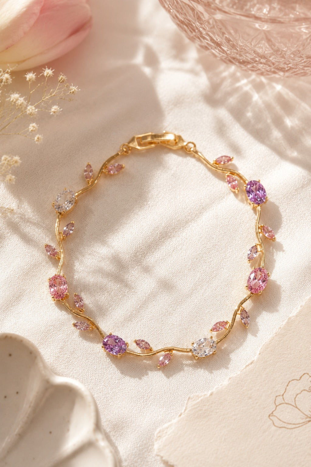 Tulip Bracelet Pink Lavender - Zari and Zevar