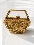 Vintage Antique Brass Carved Minaudière Clutch - Zari and Zevar