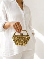 Vintage Antique Brass Carved Minaudière Clutch - Zari and Zevar