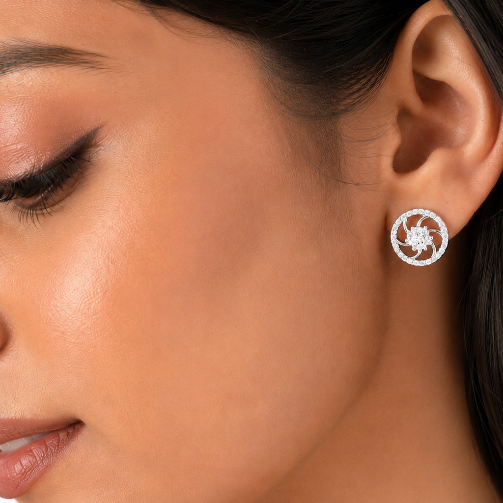 Whirlwind Diamond Halo Studs - Zari and Zevar