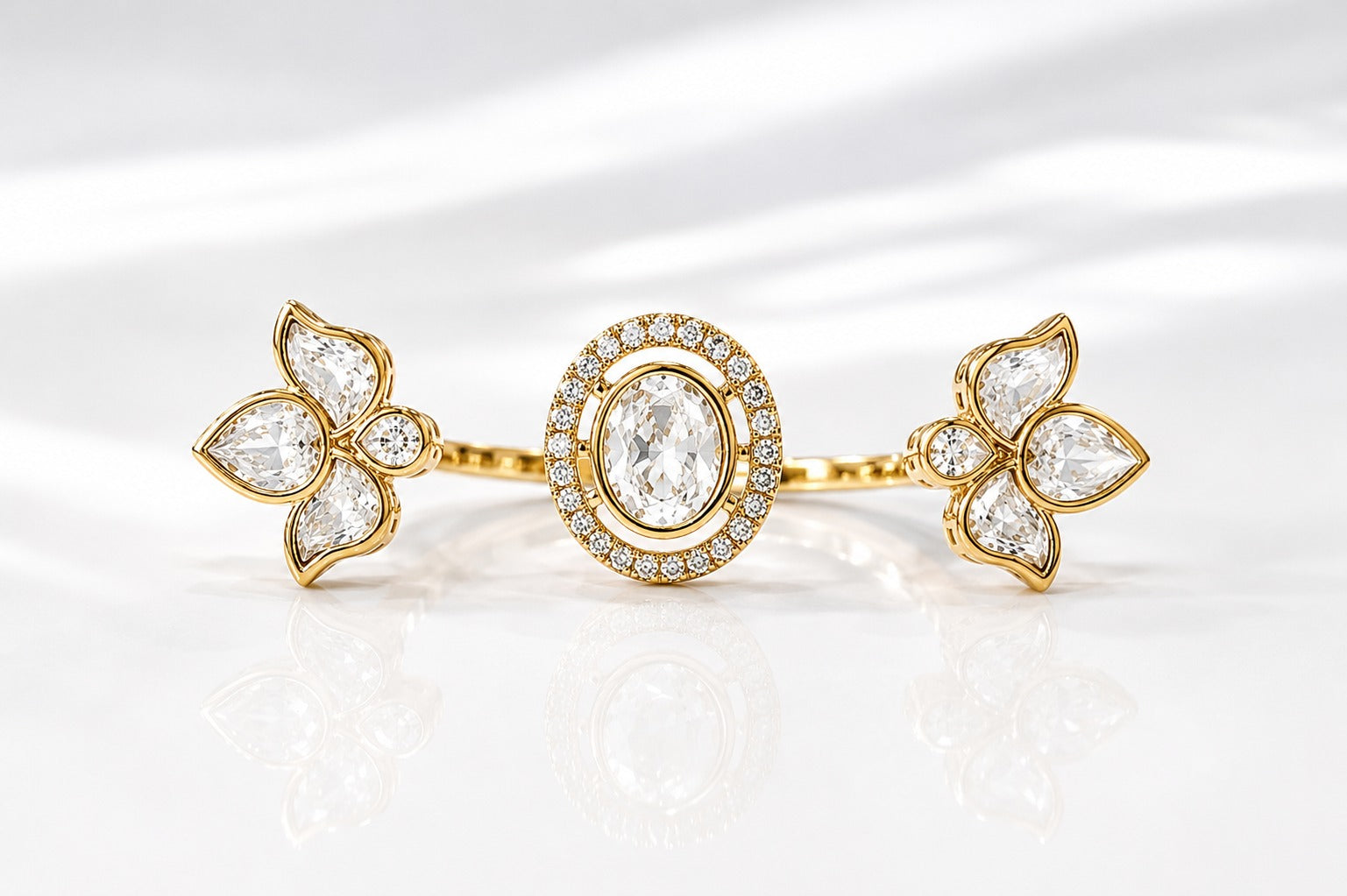 White Polki Stone Ring - Zari and Zevar