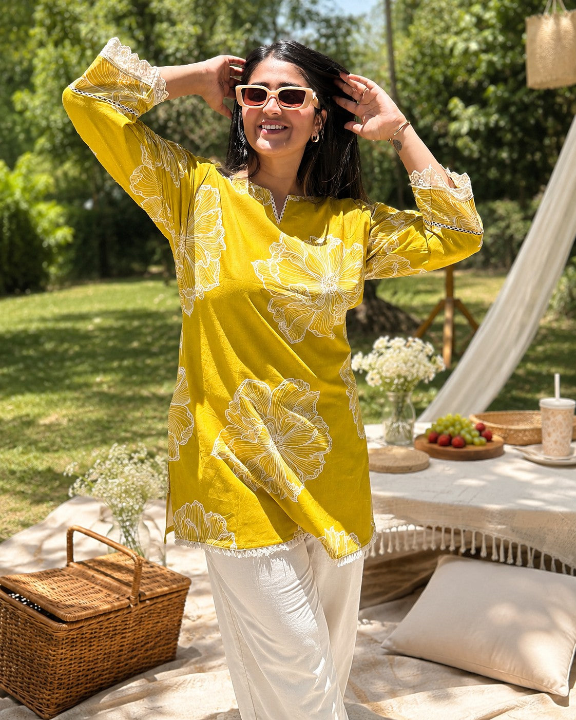 Yellow Bloom Co-ord Set - Zari and Zevar